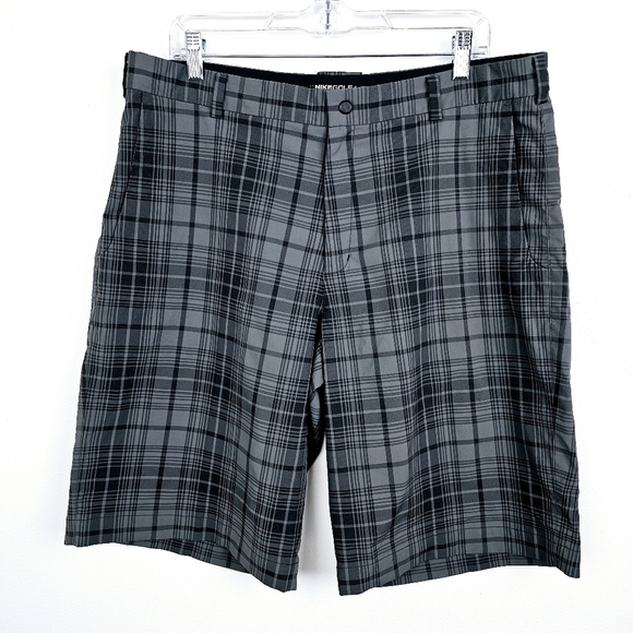 Nike Golf Black & Gray Plaid Shorts - Picture 1 of 7